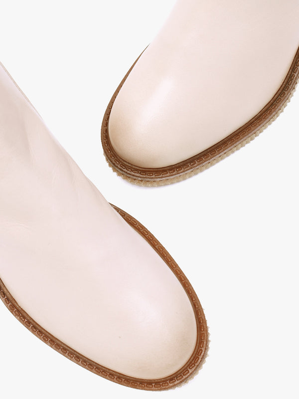 Audyn Cream Leather Wedge Ankle Boots