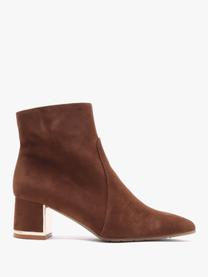 Tan Suede Block Heel Ankle Boots