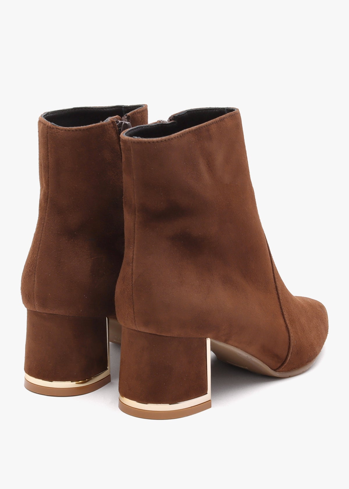 Tan Suede Block Heel Ankle Boots