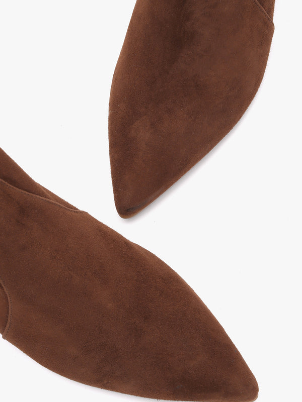 Tan Suede Block Heel Ankle Boots