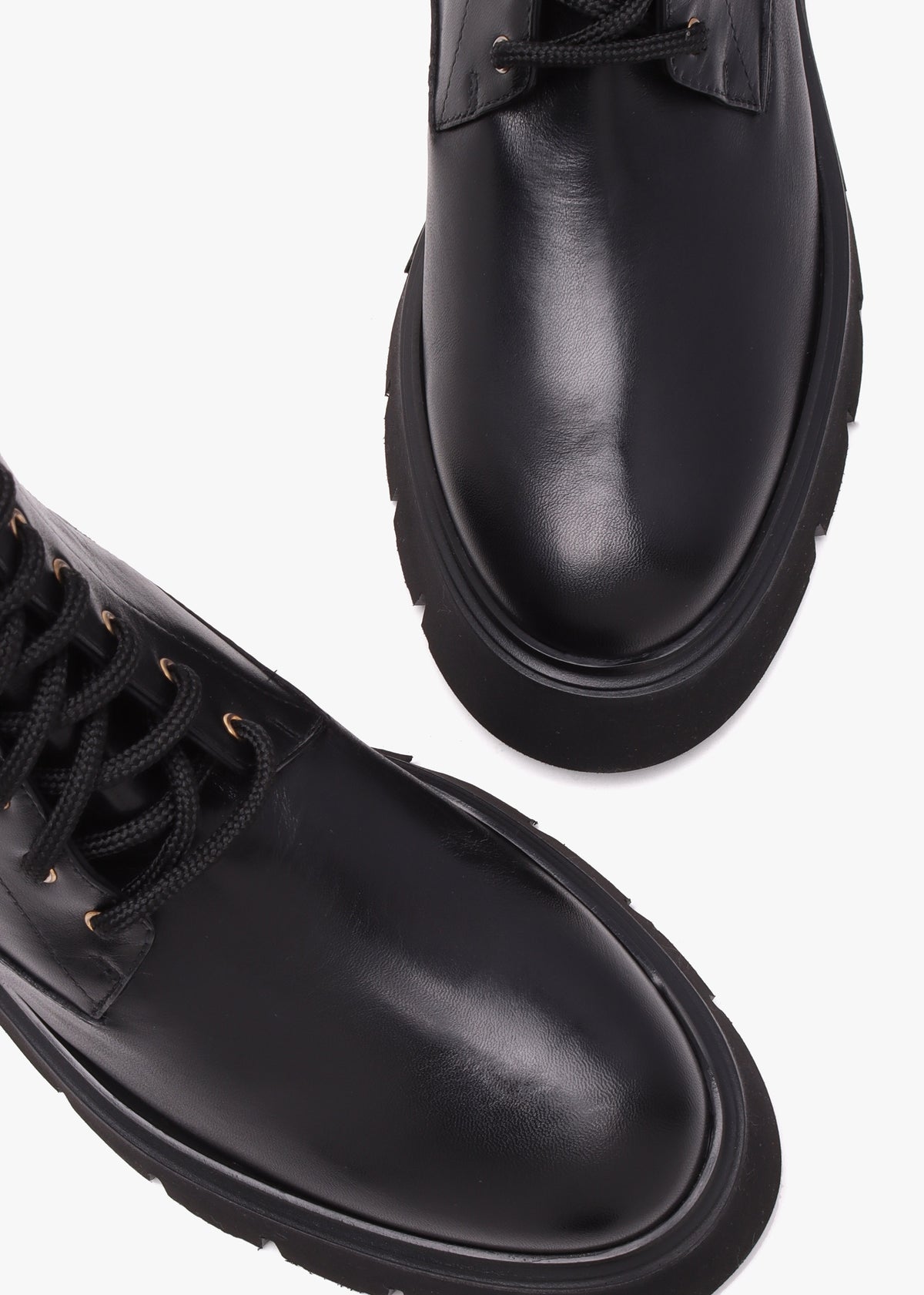 Black Leather Chunky Tall Biker Boots