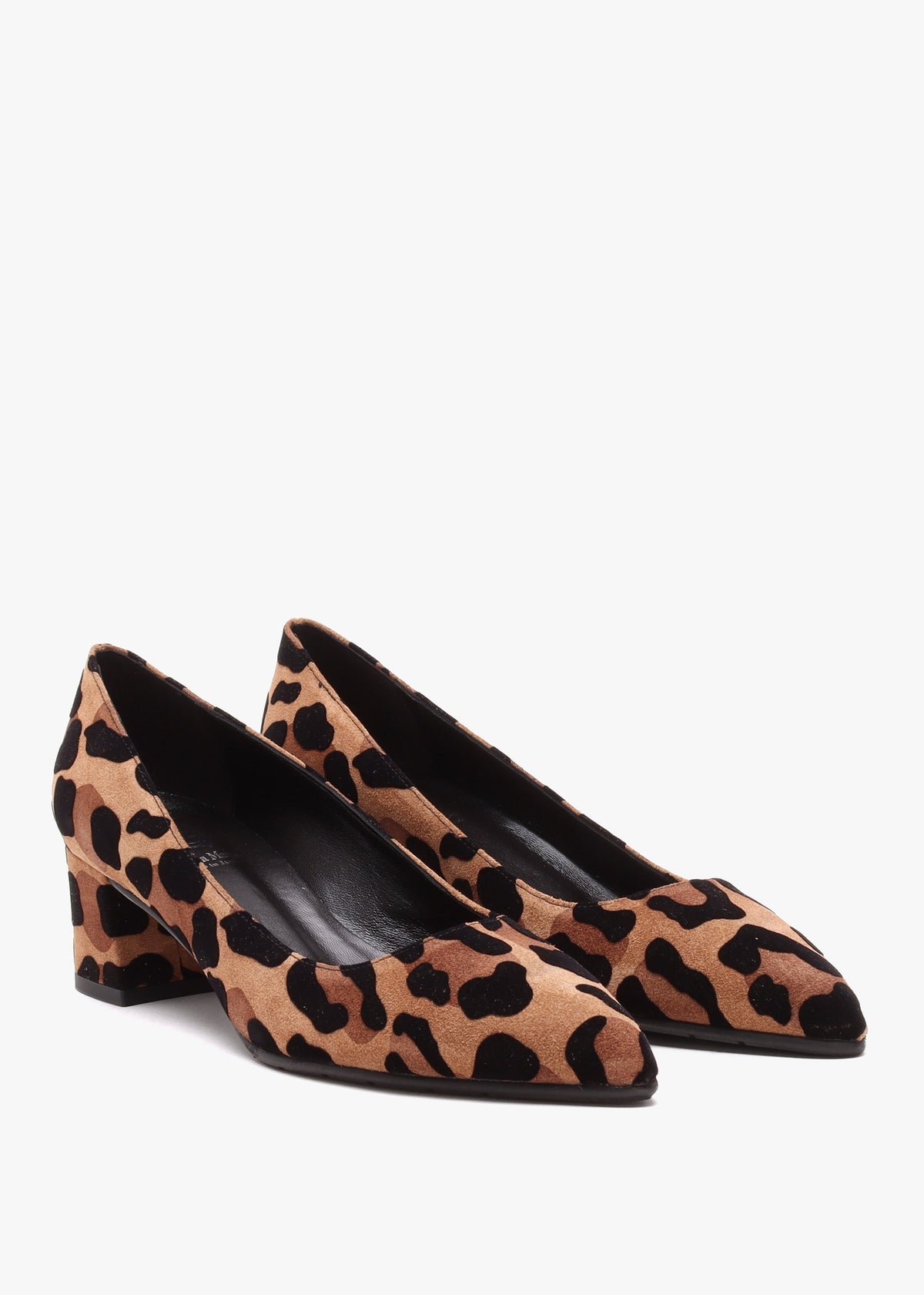 Leopard Suede Block Heel Court Shoes