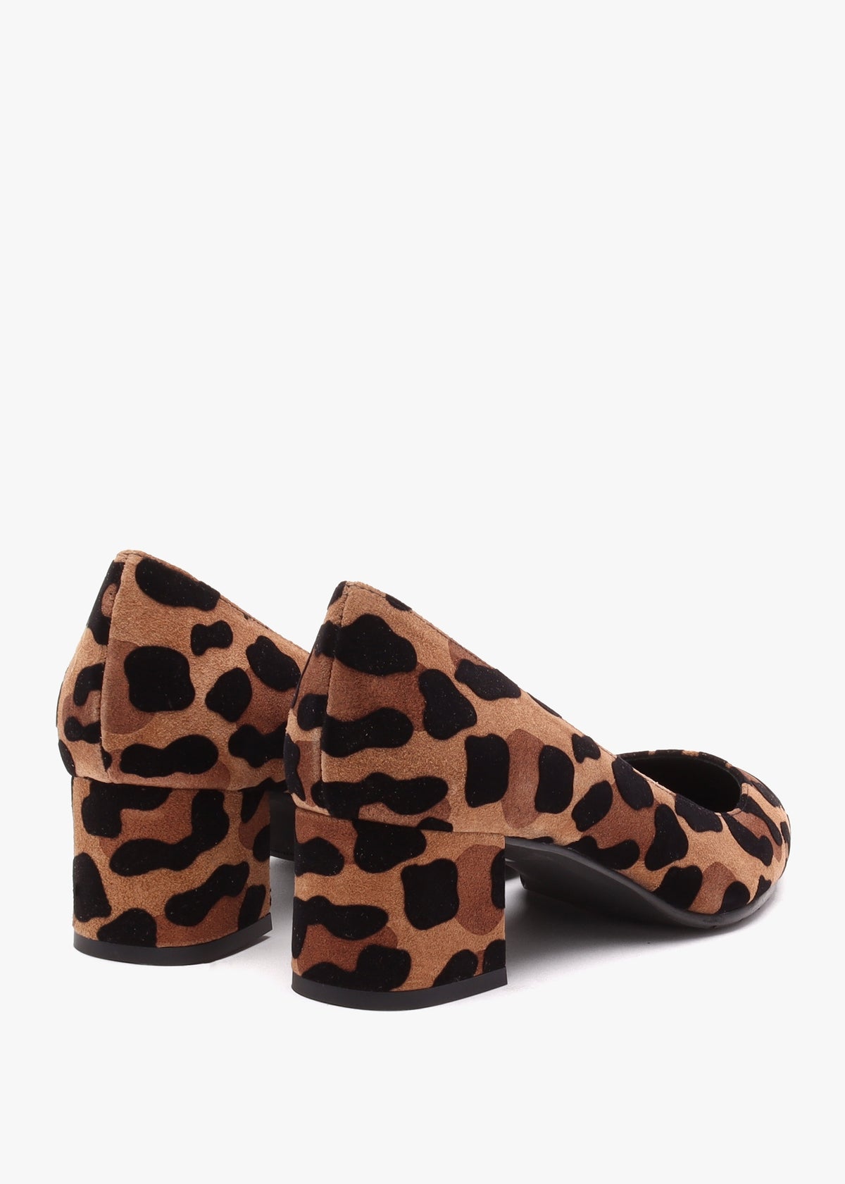 Leopard Suede Block Heel Court Shoes