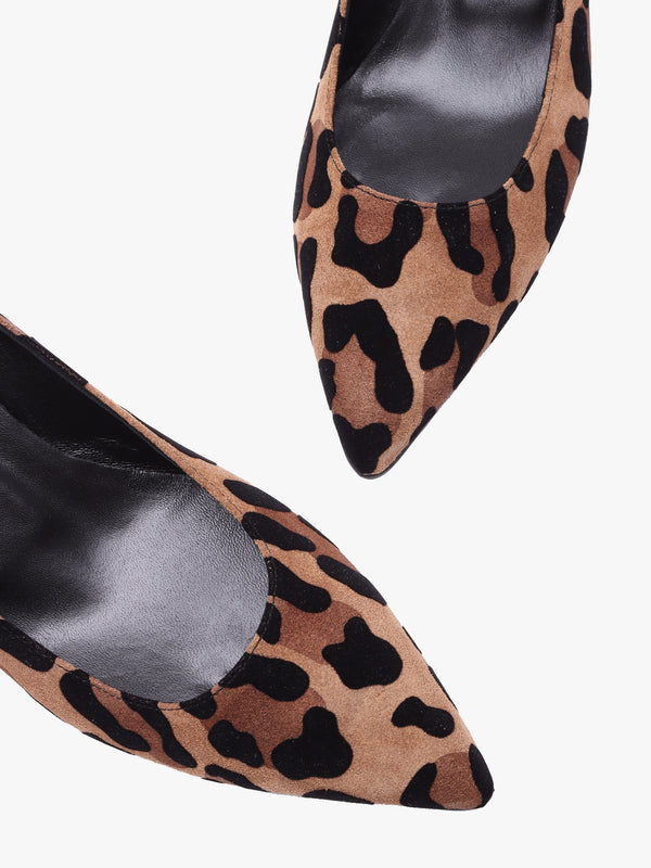Leopard Suede Block Heel Court Shoes