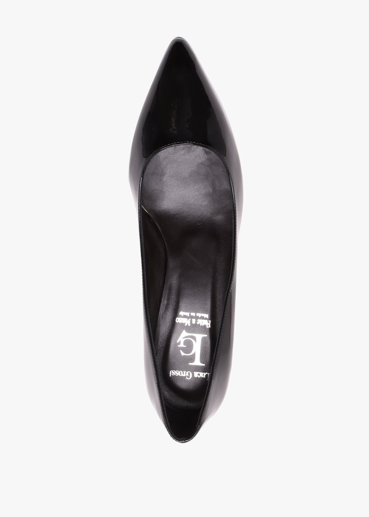Black Patent Leather Block Heel Court Shoes