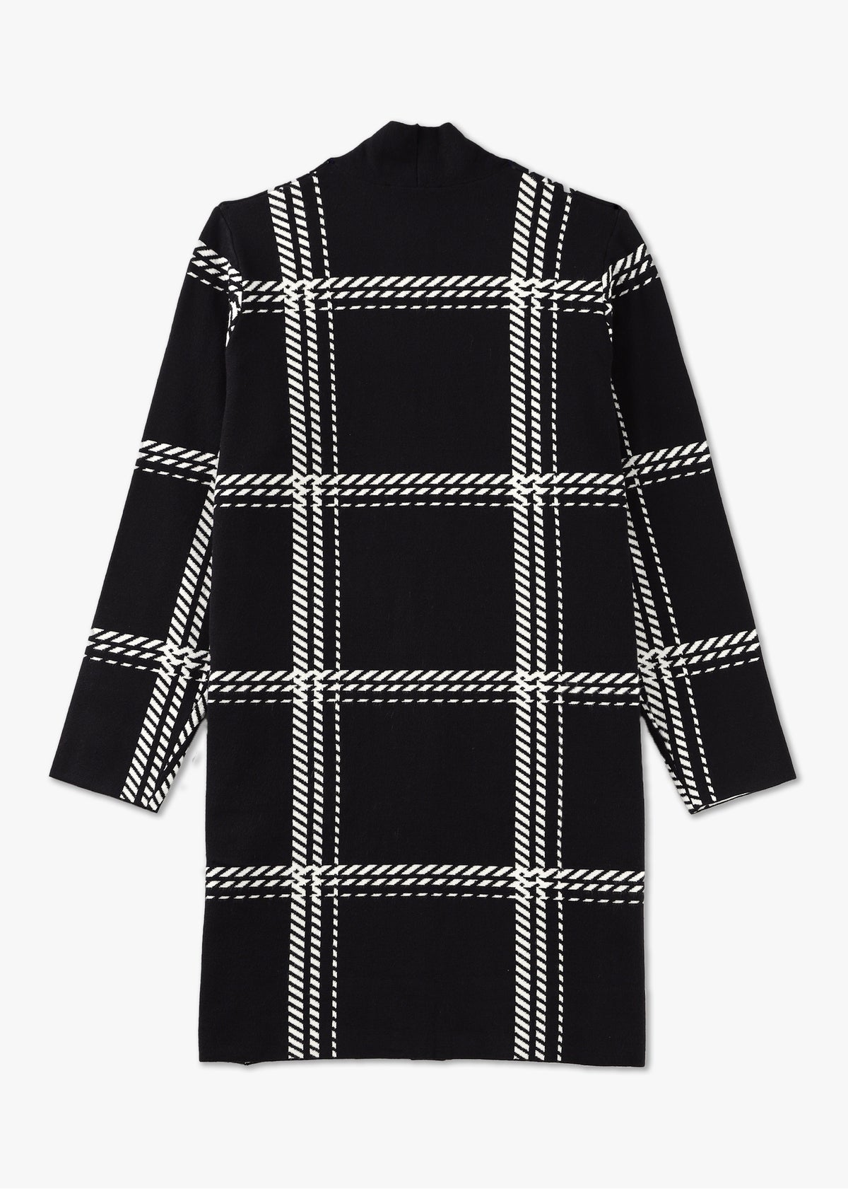 Black & White Knitted Long-Line Cardigan