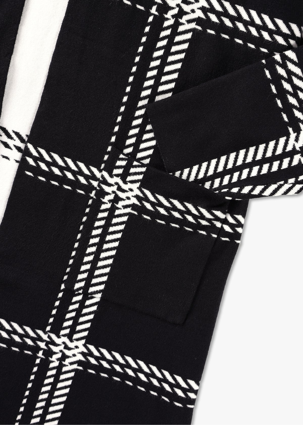 Black & White Knitted Long-Line Cardigan