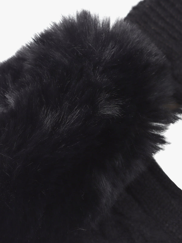 Black Faux Fur Fingerless Gloves