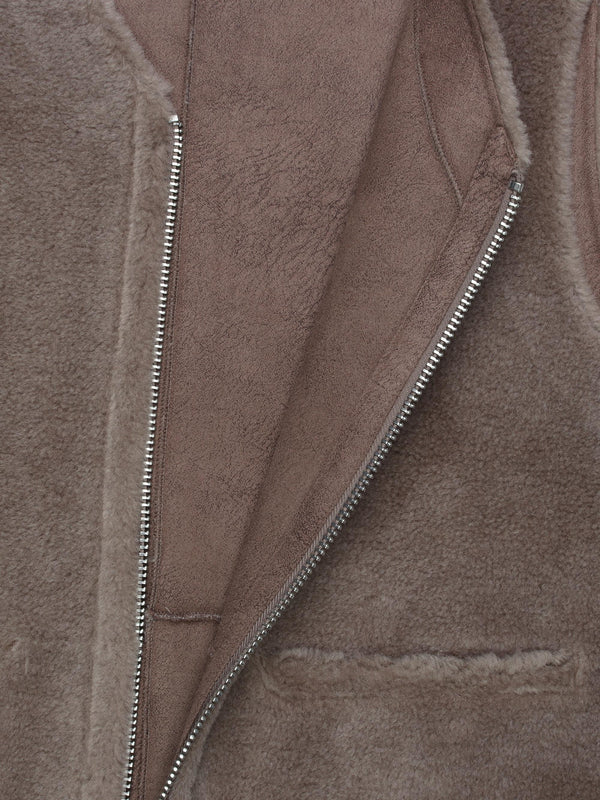 Signature Taupe Faux Fur Reversable Gillet
