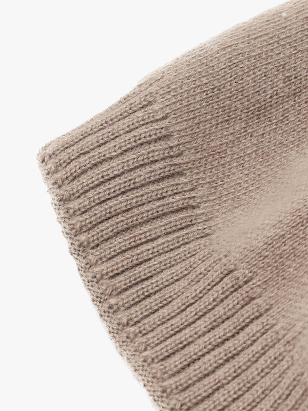 Beige Slouchy Knitted Pom Pom Hat