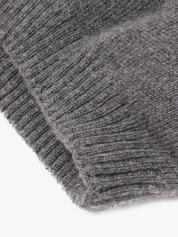 Grey Slouchy Knitted Pom Pom Hat