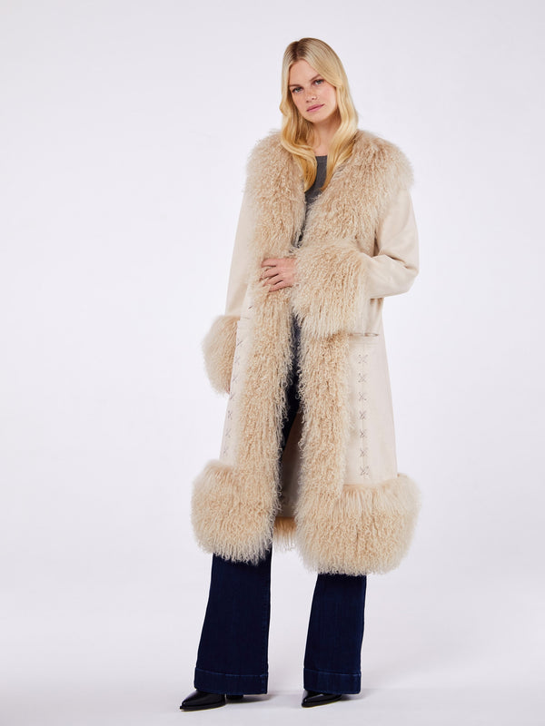 Lolly 70’s Biscotti Mongolian Lambswool Long-Length Coat