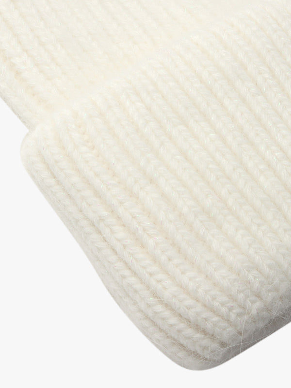 Cream Cashmere Blend Beanie Hat