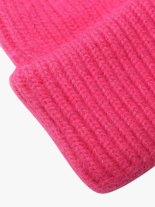 Pink Cashmere Blend Beanie Hat