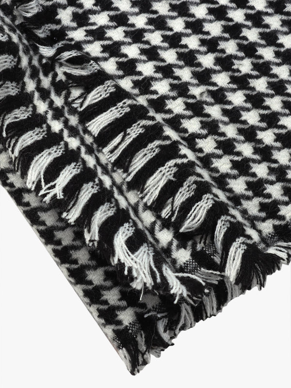 Multicoloured Houndstooth Cashmere Blend Wrap