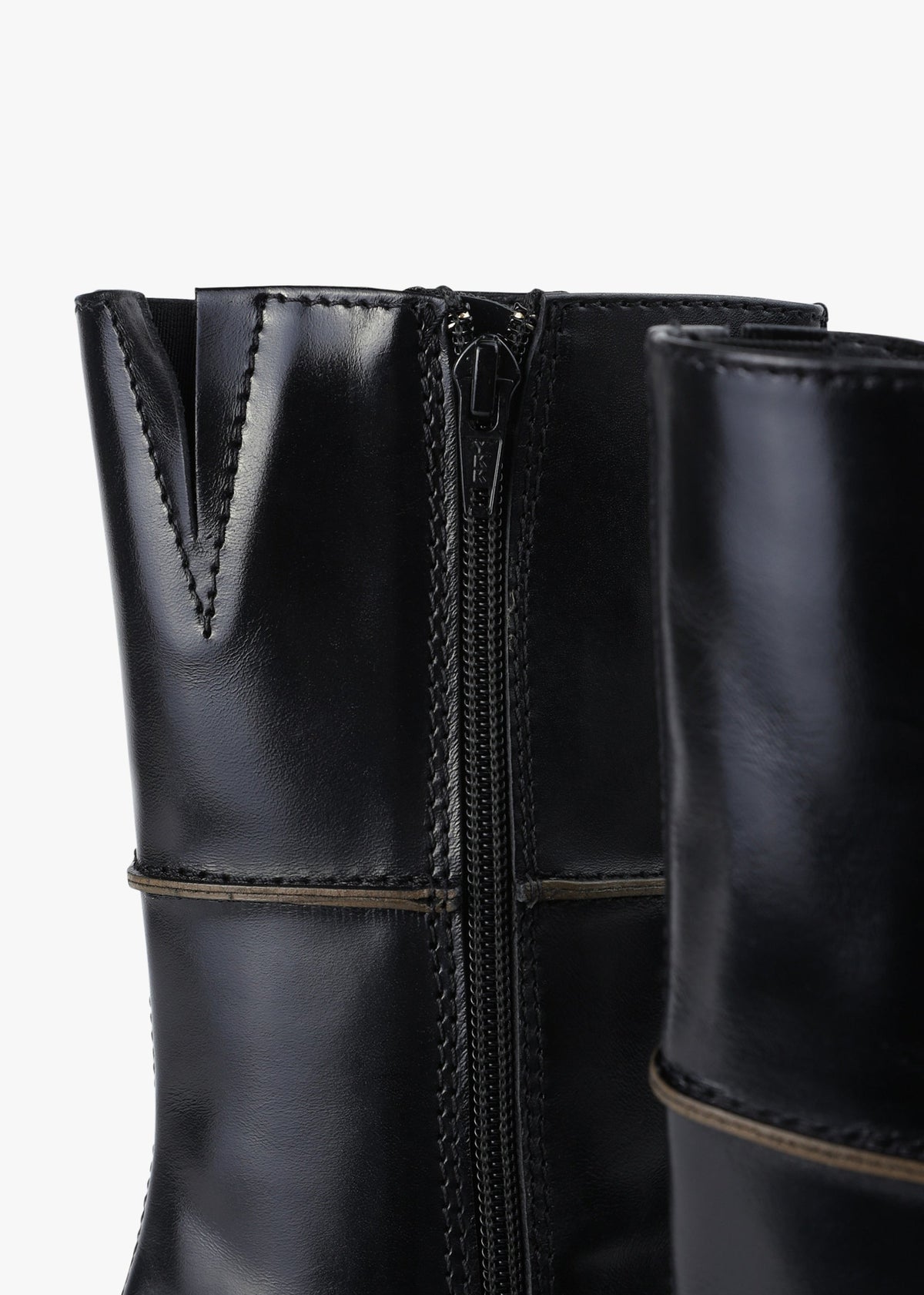 Dahlia Black Leather Square Toe Calf Boots