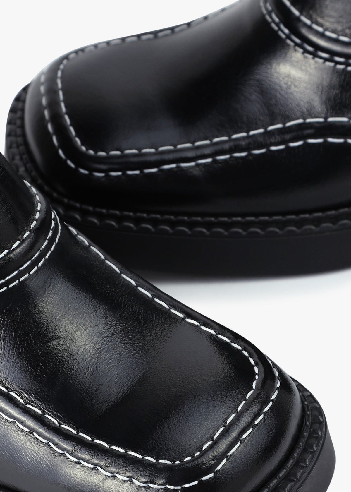 Malene Black Leather Block Heel Calf Boots