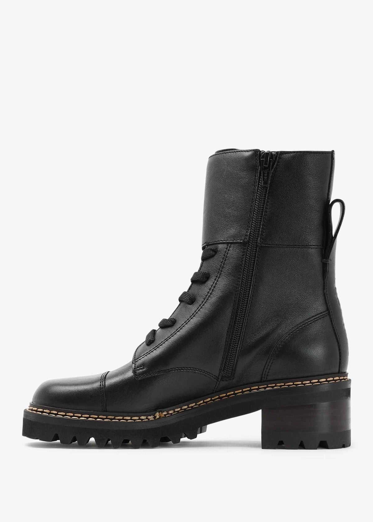 Mallory Black Leather Buckled Biker Boots