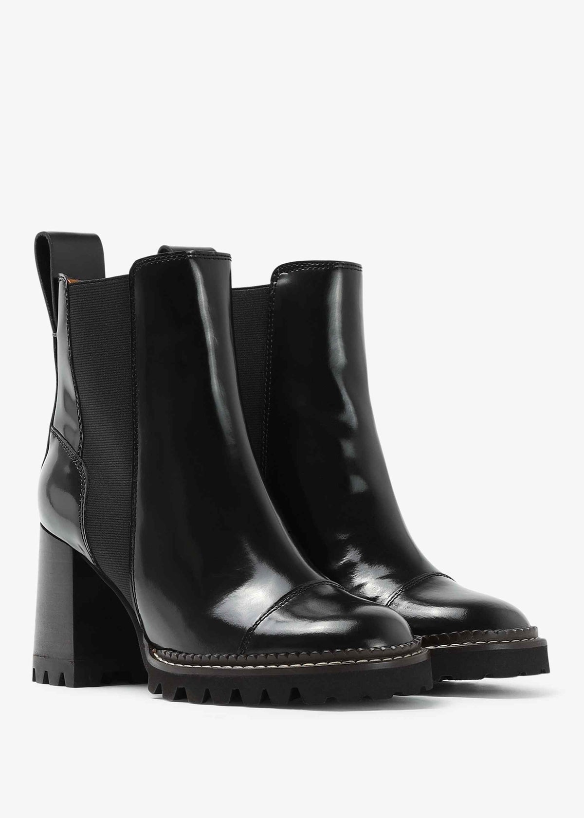 Mallory Black Leather Heeled Chelsea Boots