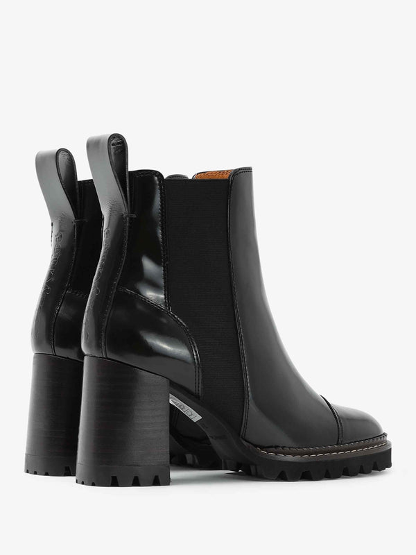 Mallory Black Leather Heeled Chelsea Boots