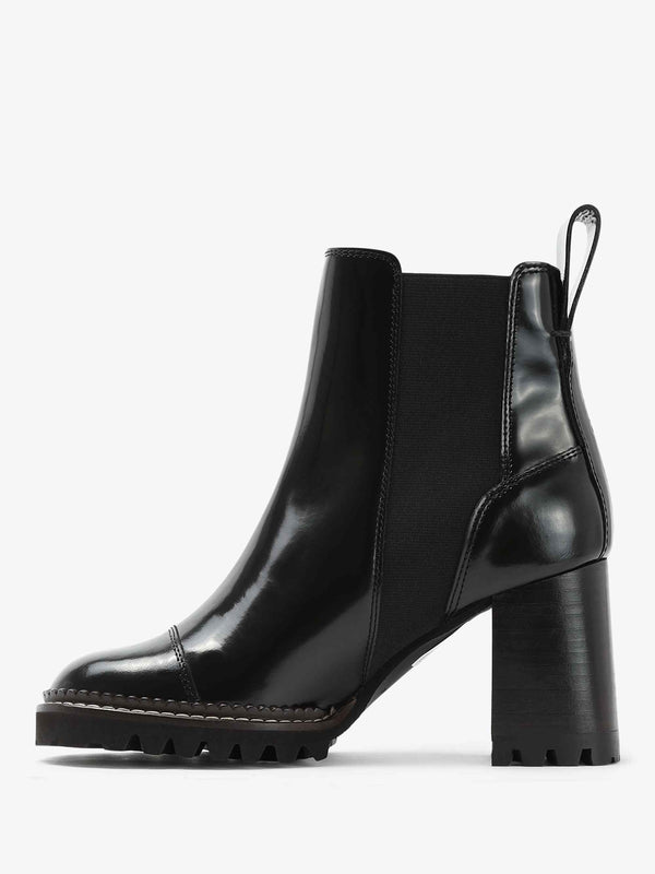 Mallory Black Leather Heeled Chelsea Boots