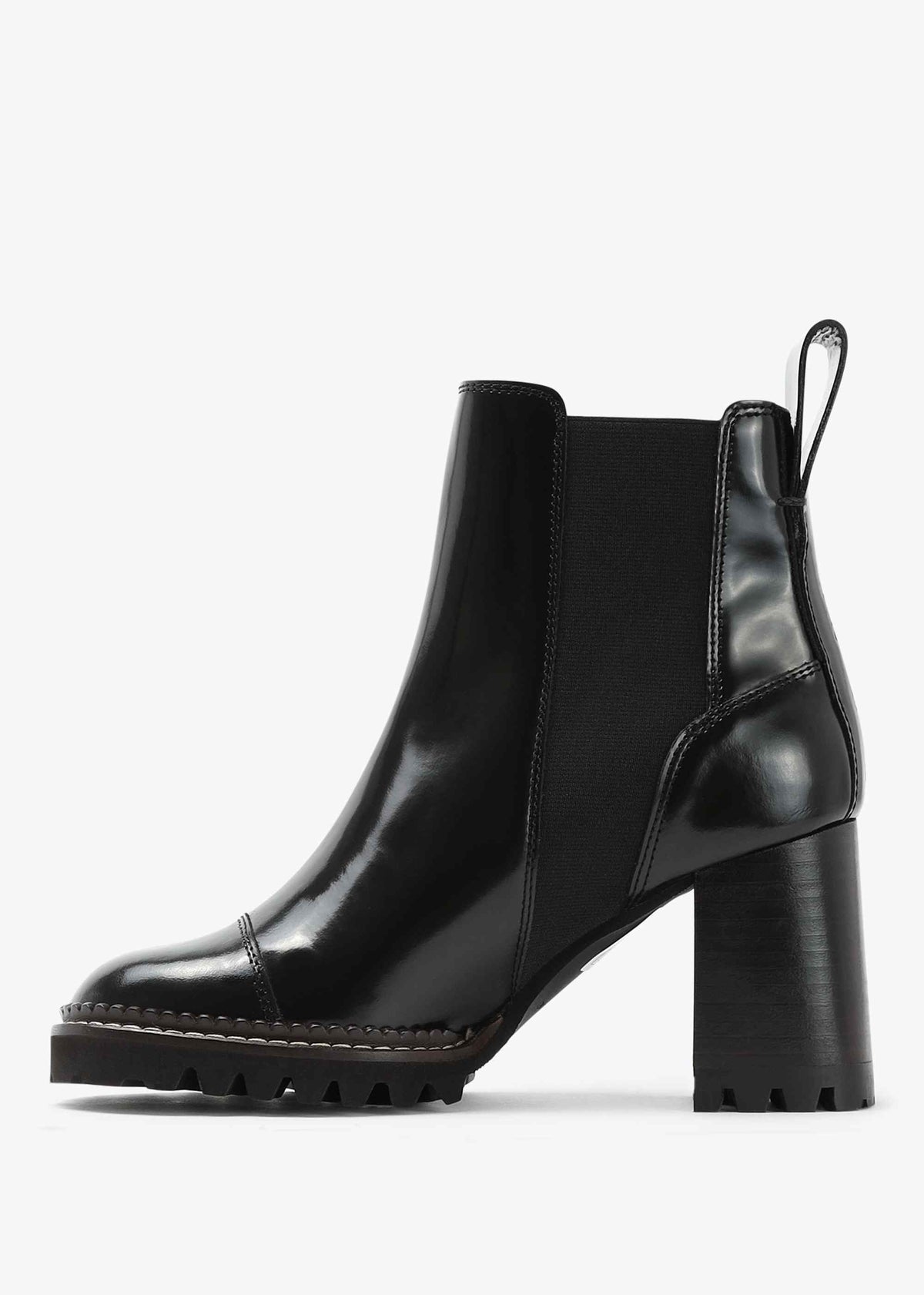 Mallory Black Leather Heeled Chelsea Boots