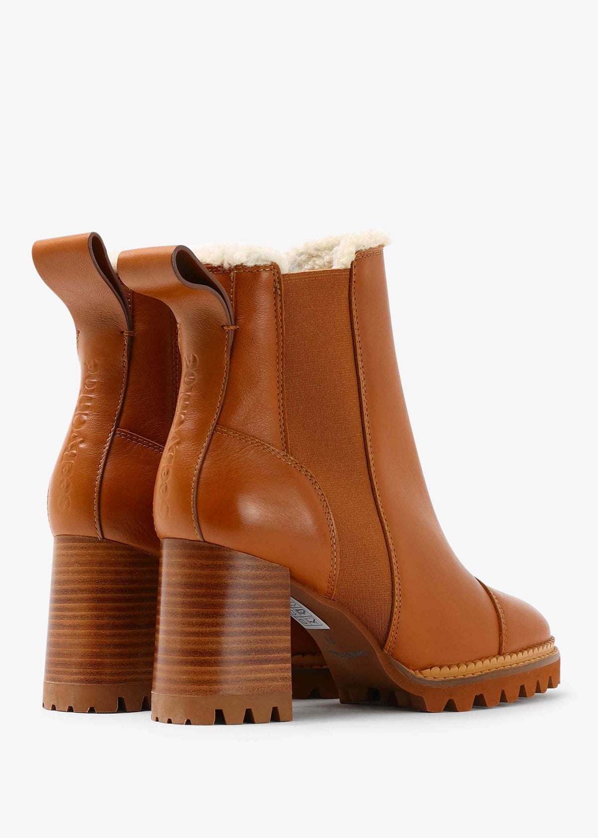 Mallory Tan Leather Shearling Lined Chelsea Boots