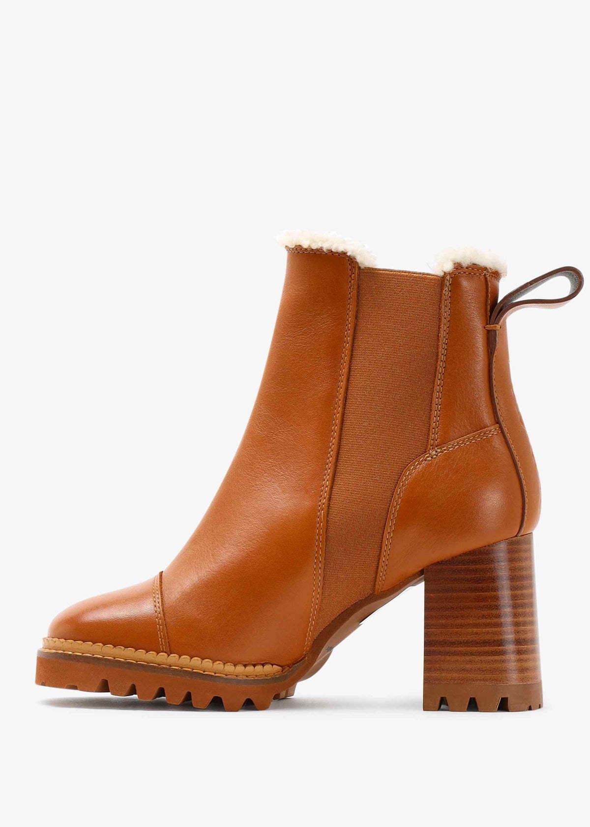 Mallory Tan Leather Shearling Lined Chelsea Boots