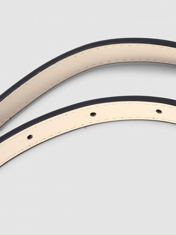 Belty Black Leather Metal Logo Belt