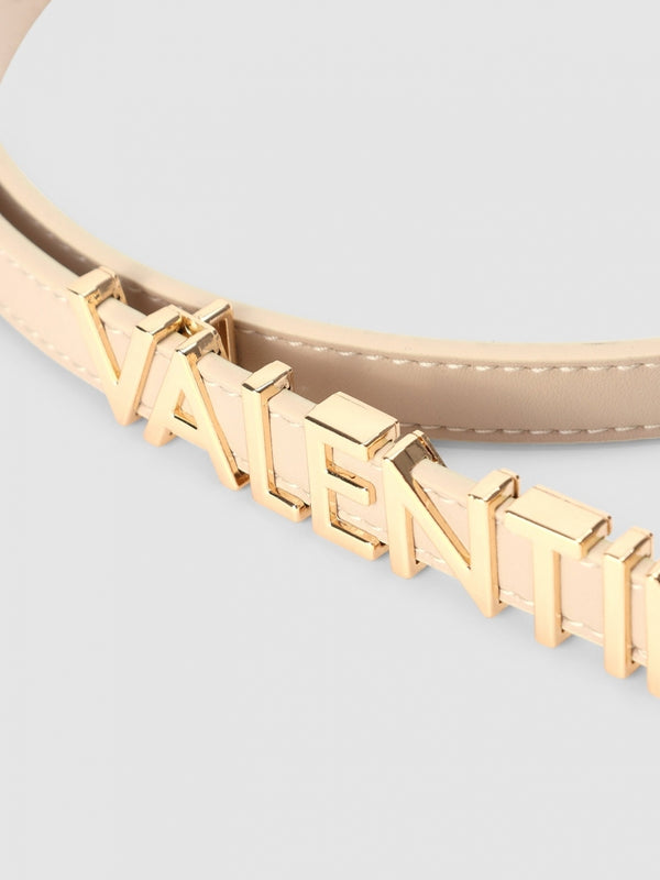 Belty Beige Metal Logo Belt