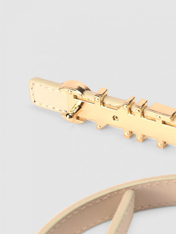 Belty Beige Metal Logo Belt
