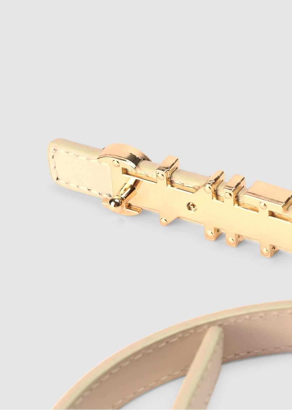 Belty Beige Metal Logo Belt