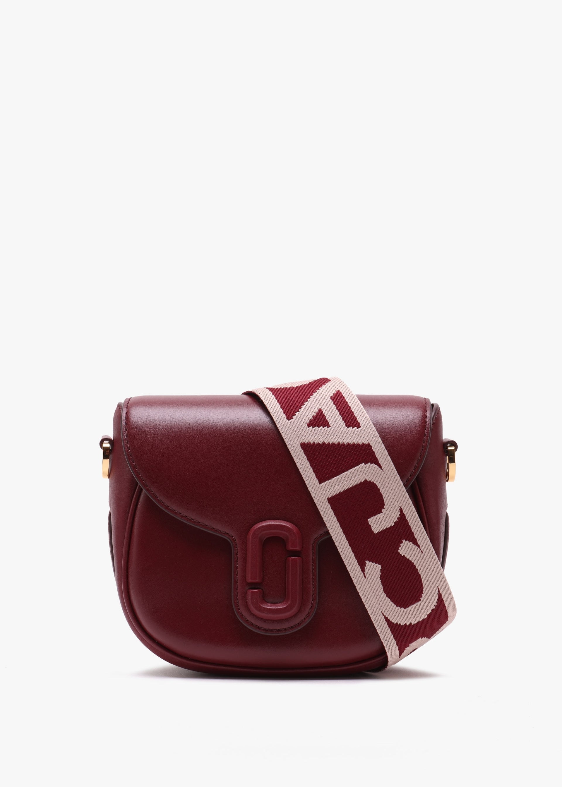 J Small Cherry Leather Saddle Bag