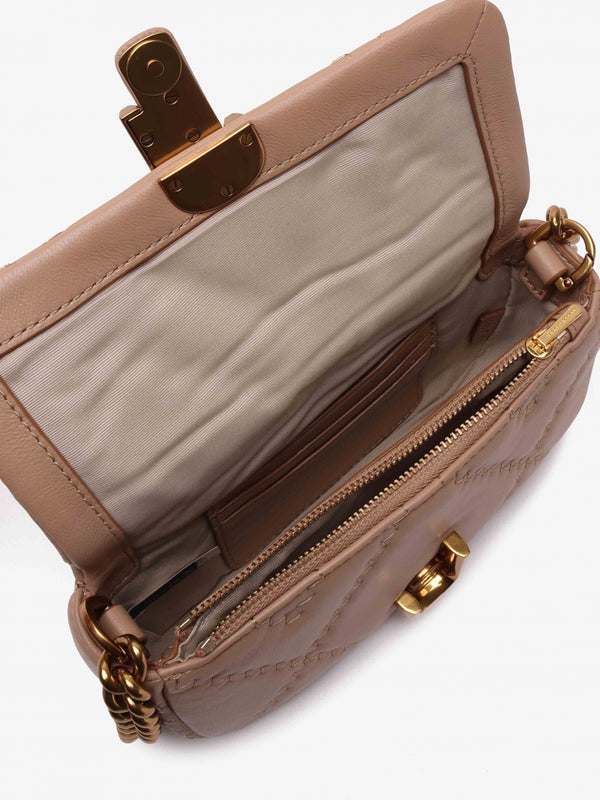 The Quilted Leather J Marc Mini Camel Shoulder Bag