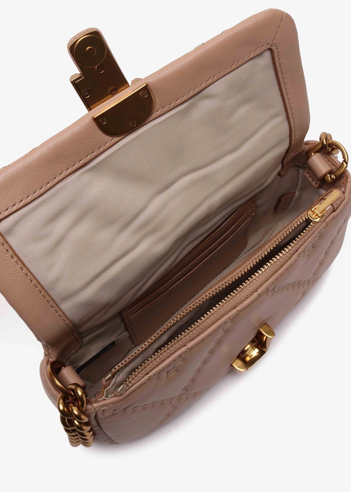 The Quilted Leather J Marc Mini Camel Shoulder Bag