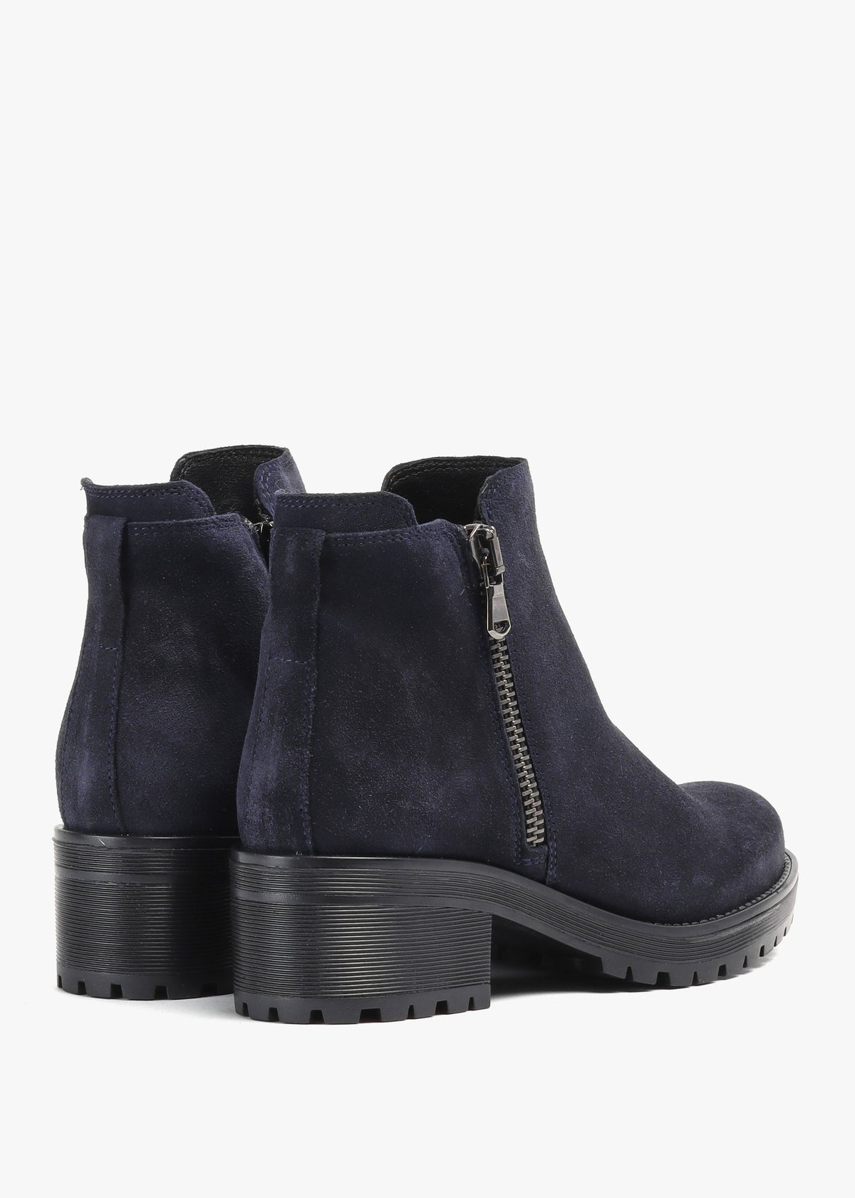 Locky Navy Suede Block Heel Ankle Boots