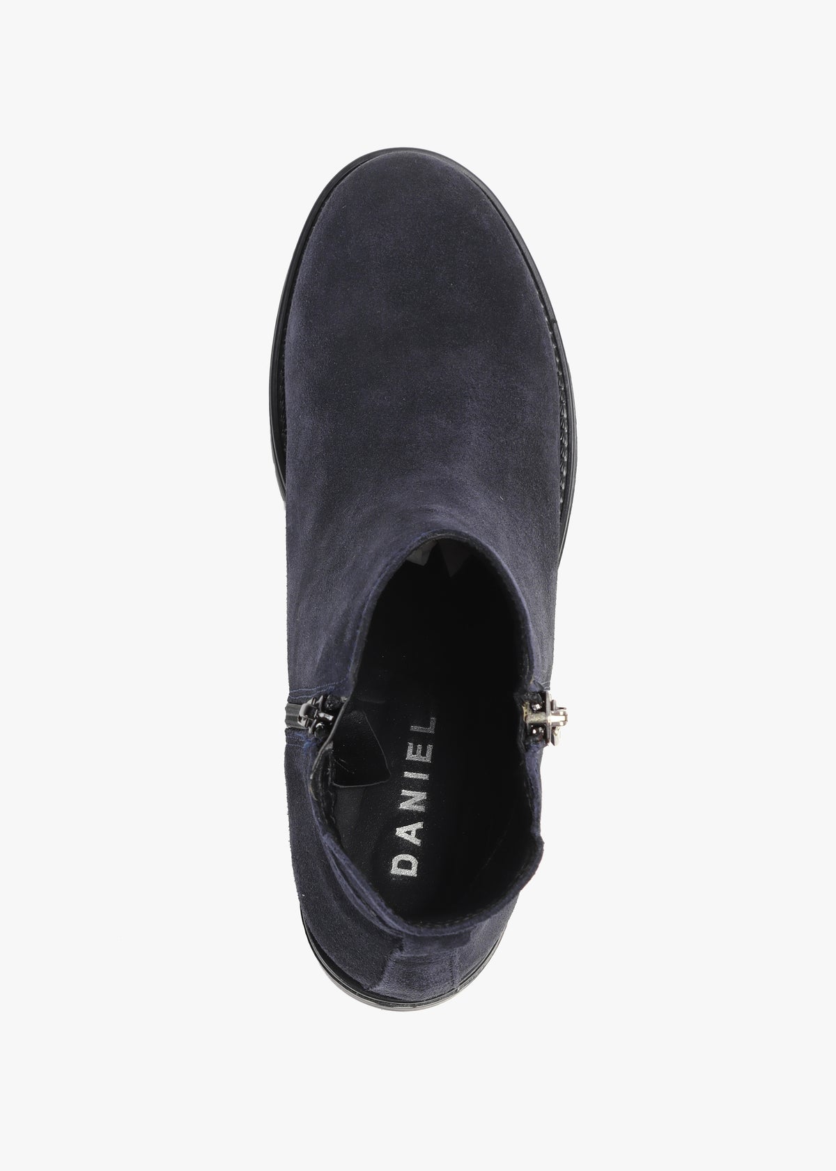 Locky Navy Suede Block Heel Ankle Boots