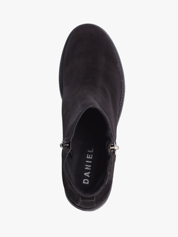 Locky Black Suede Block Heel Ankle Boots