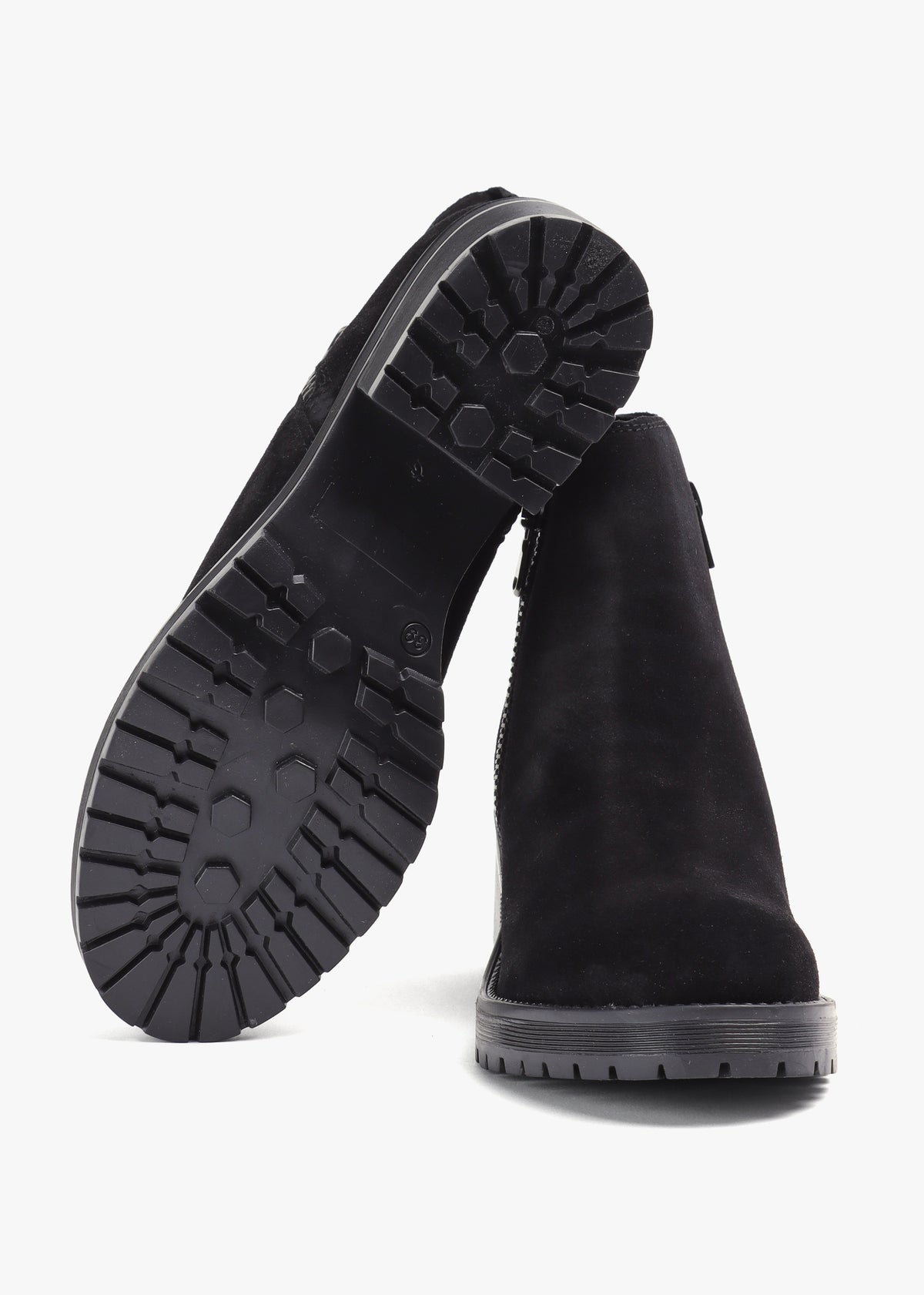 Locky Black Suede Block Heel Ankle Boots