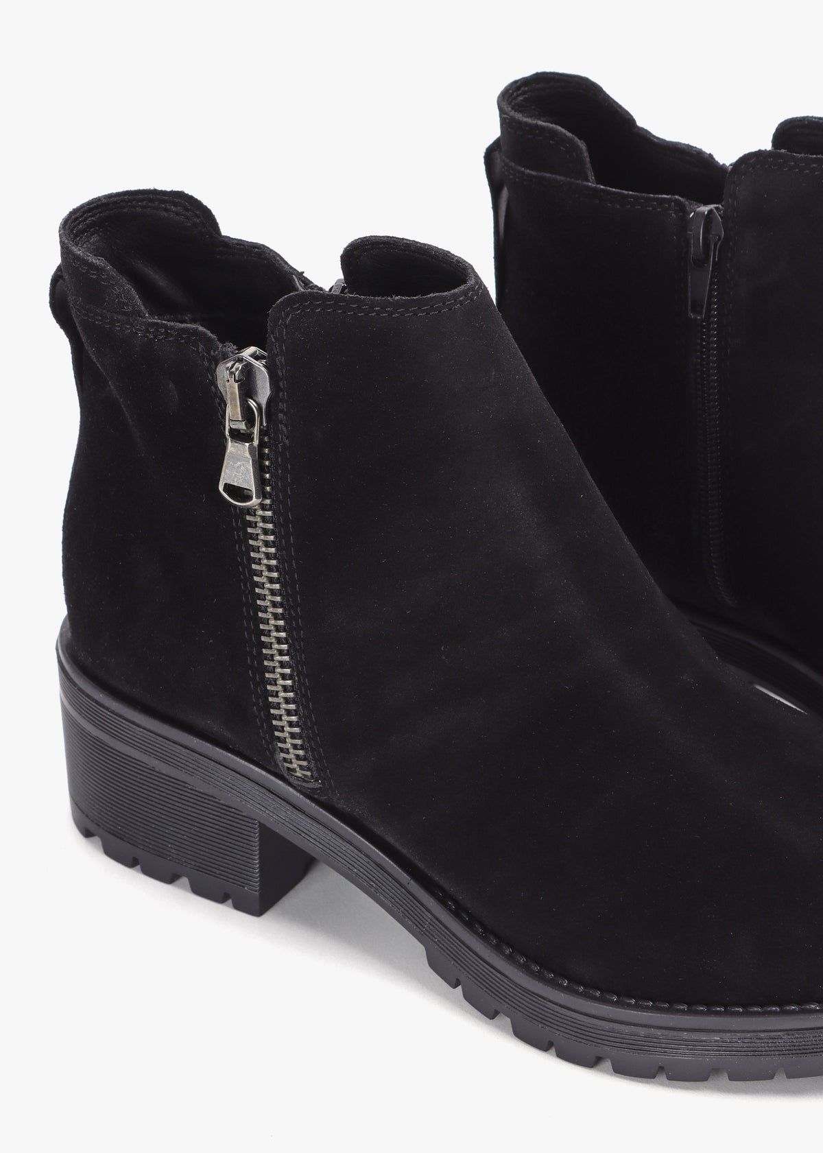 Locky Black Suede Block Heel Ankle Boots