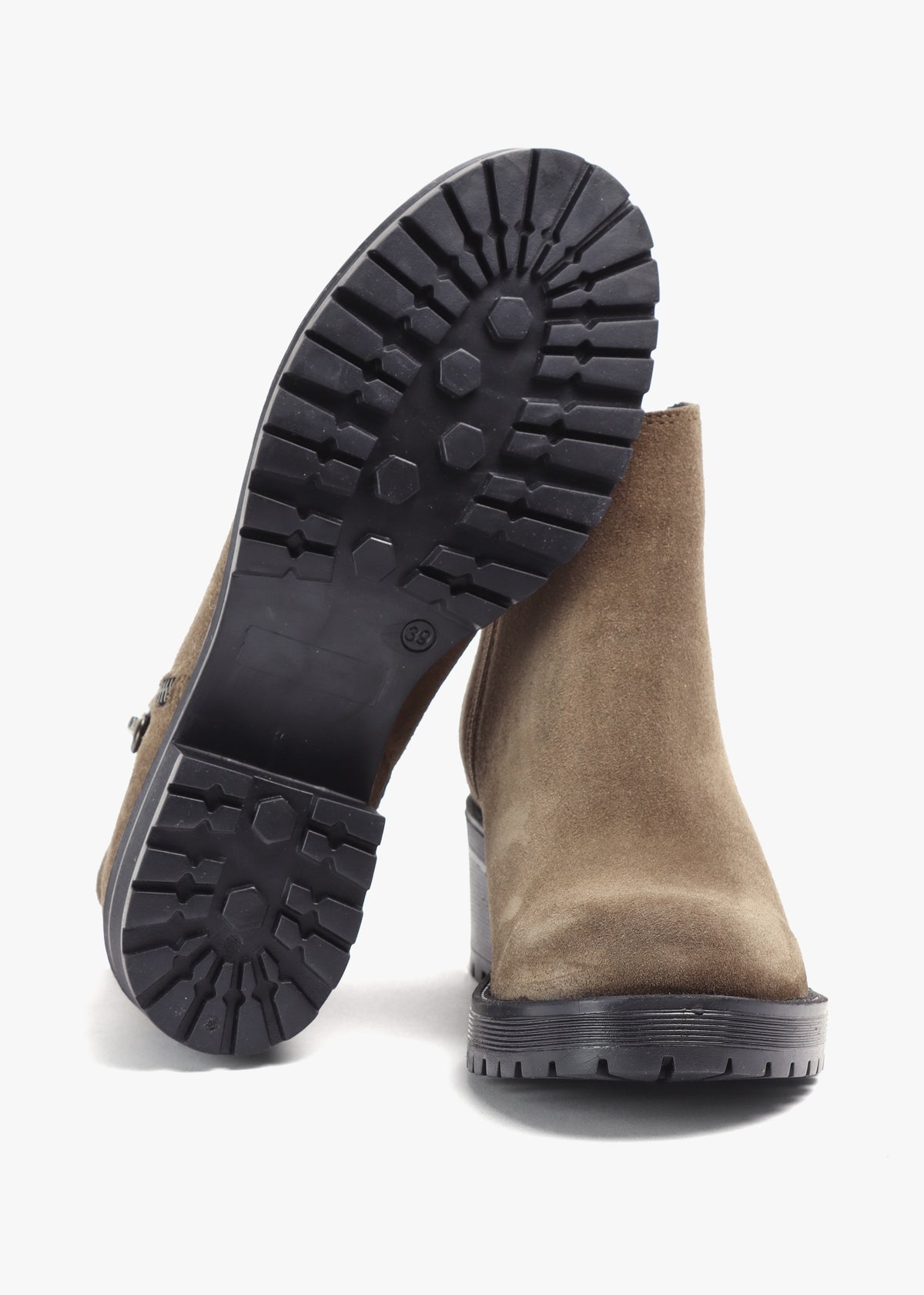 Locky Taupe Suede Block Heel Ankle Boots