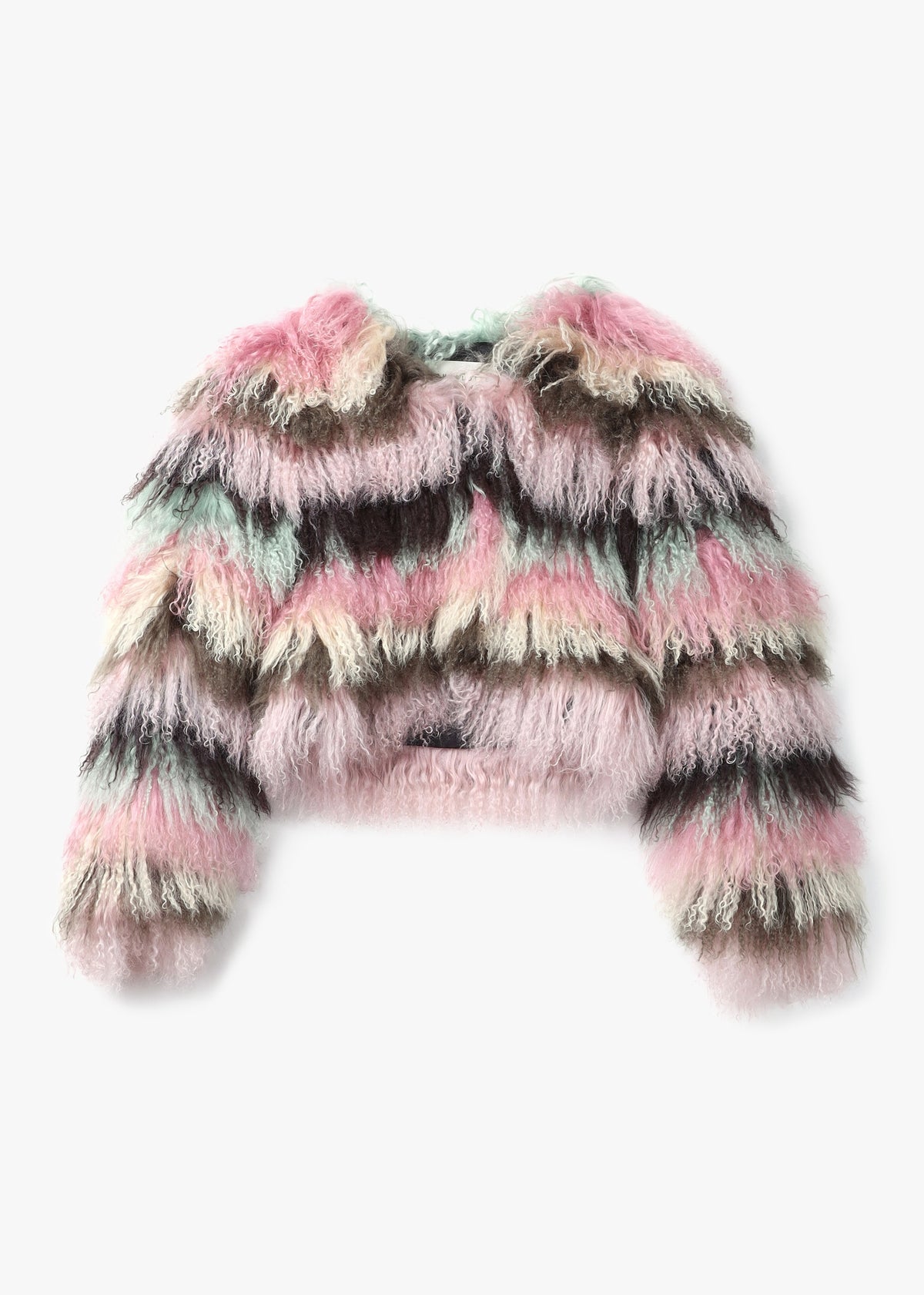 Candy Multicoloured Mongolian Lambswool Cropped Jacket