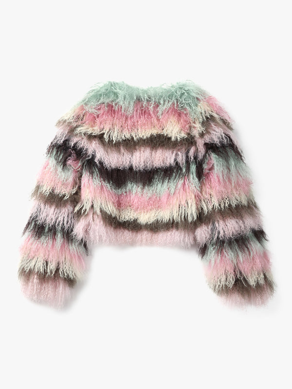 Candy Multicoloured Mongolian Lambswool Cropped Jacket
