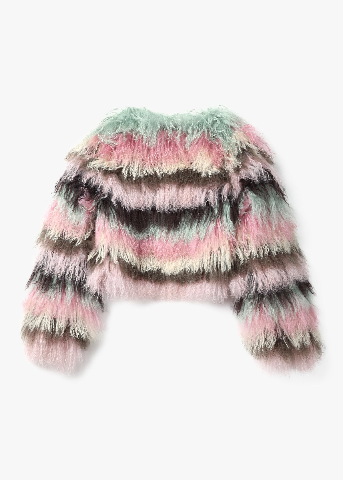 Candy Multicoloured Mongolian Lambswool Cropped Jacket