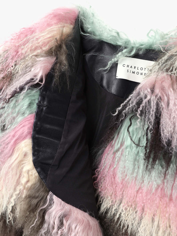 Candy Multicoloured Mongolian Lambswool Cropped Jacket