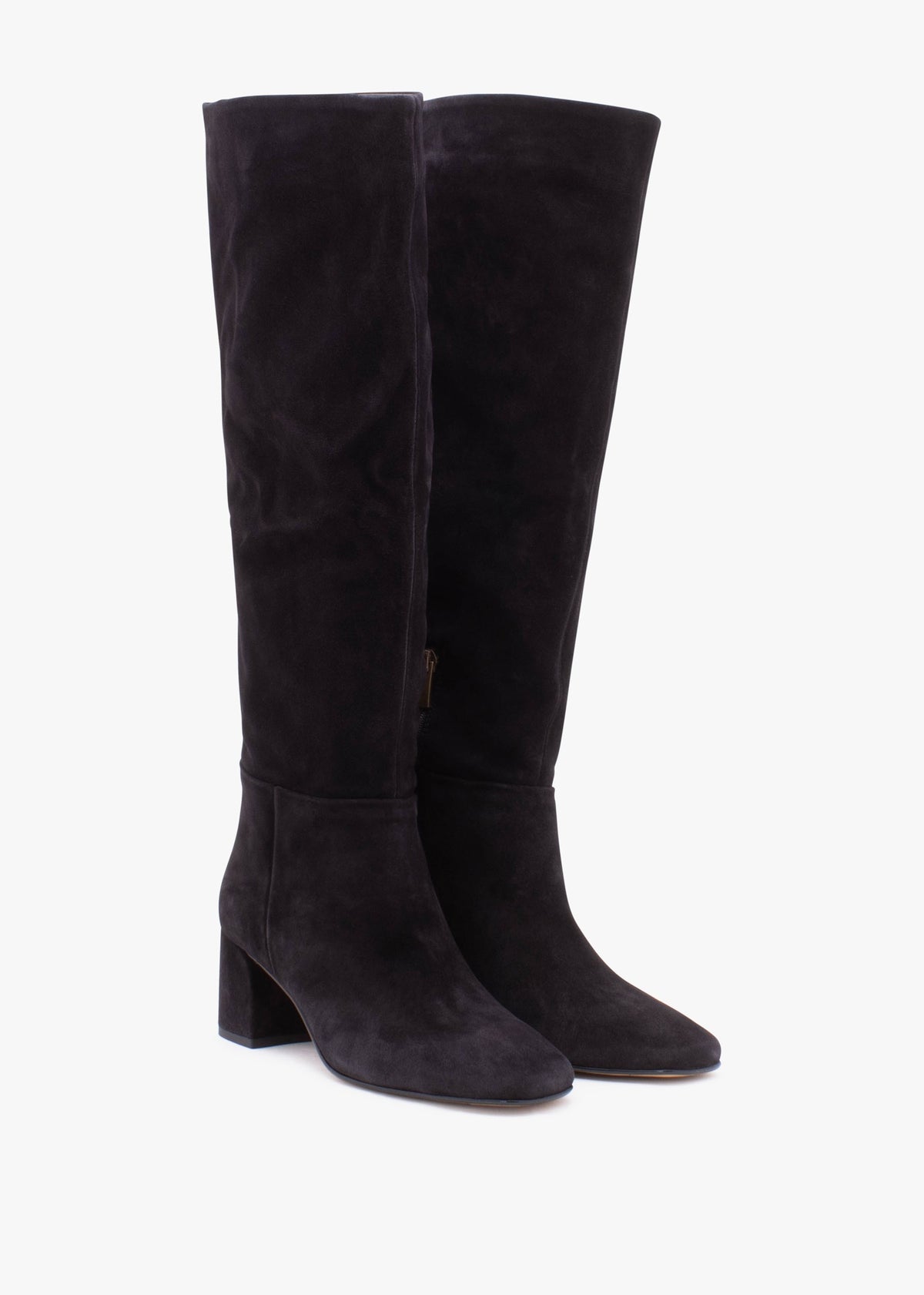 Lancey Black Suede Block Heel Knee Boots