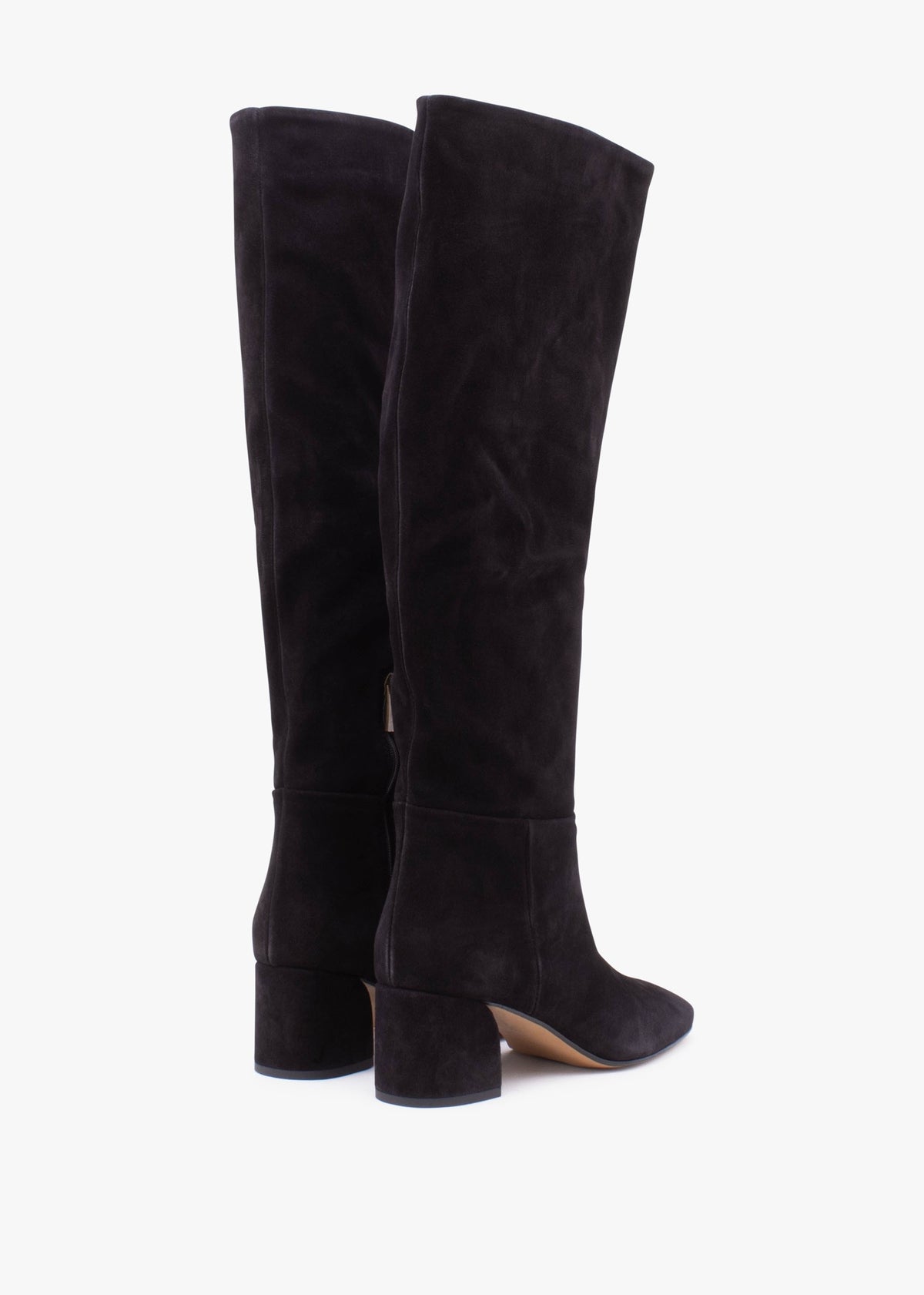 Lancey Black Suede Block Heel Knee Boots
