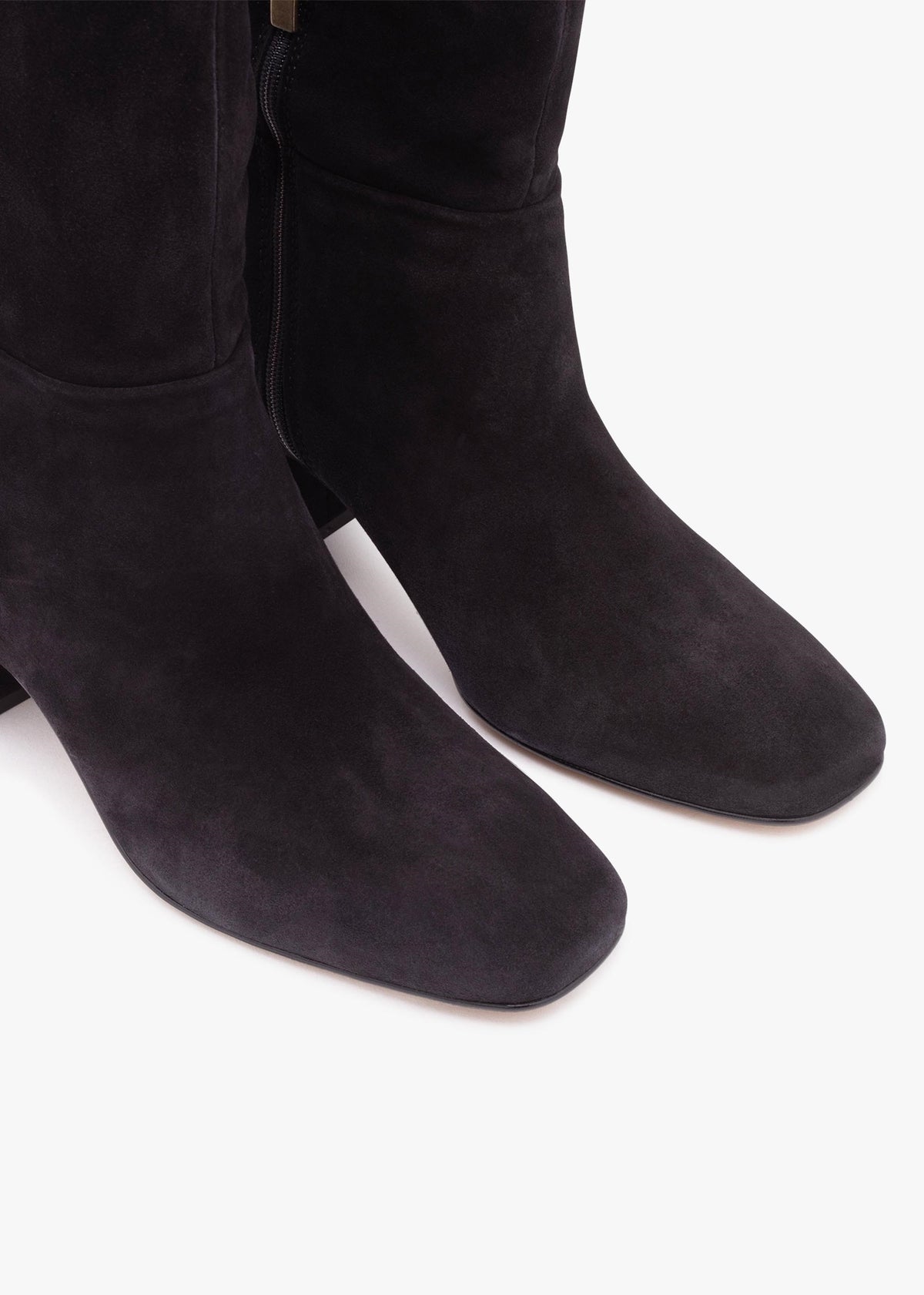 Lancey Black Suede Block Heel Knee Boots