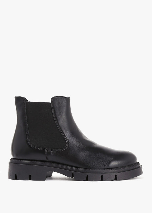 Leah Black Leather Chelsea Boots