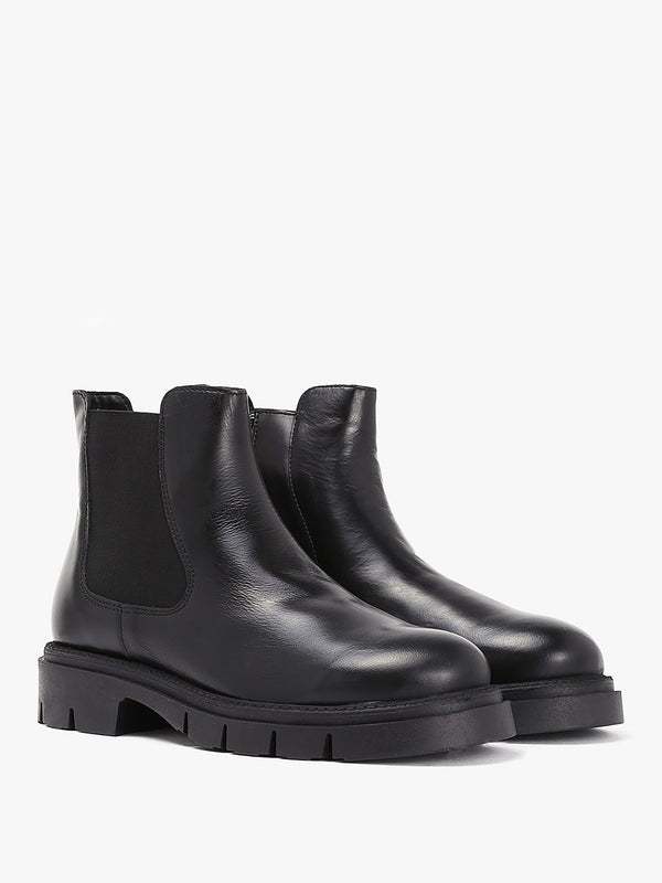 Leah Black Leather Chelsea Boots